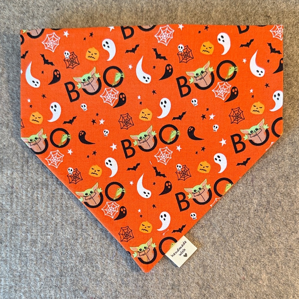 Halloween Scrunchie Dog Bandana with Ghosts and Pumpkins